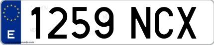 Ejemplo de matrícula española 1259 NCX