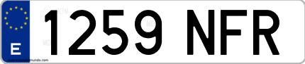 Ejemplo de matrícula de coche ordinaria 1259 NFR