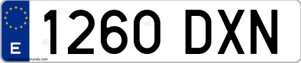 Ejemplo de matrícula de coche ordinaria 1260 DXN