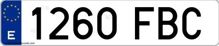 Ejemplo de matrícula española 1260 FBC