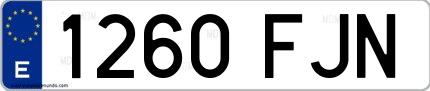 Ejemplo de matrícula española 1260 FJN