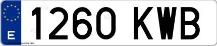 Ejemplo de matrícula española 1260 KWB