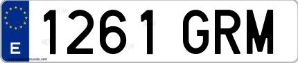 Ejemplo de matrícula española 1261 GRM