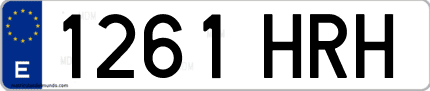 Ejemplo de matrícula de coche ordinaria 1261 HRH