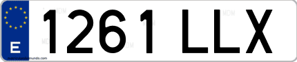 Ejemplo de matrícula de coche ordinaria 1261 LLX