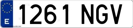 Ejemplo de matrícula española 1261 NGV