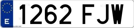 Ejemplo de matrícula de coche ordinaria 1262 FJW