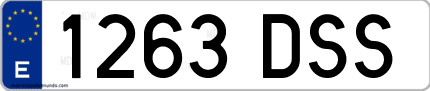 Ejemplo de matrícula de coche ordinaria 1263 DSS