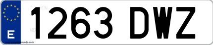 Ejemplo de matrícula española 1263 DWZ