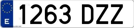Ejemplo de matrícula española 1263 DZZ