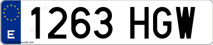 Ejemplo de matrícula de coche ordinaria 1263 HGW