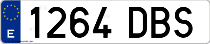 Ejemplo de matrícula de coche ordinaria 1264 DBS
