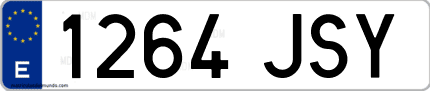Ejemplo de matrícula de coche ordinaria 1264 JSY