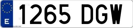 Ejemplo de matrícula española 1265 DGW