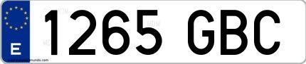 Ejemplo de matrícula española 1265 GBC