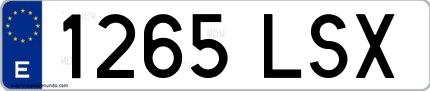 Ejemplo de matrícula española 1265 LSX
