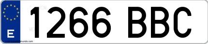 Ejemplo de matrícula española 1266 BBC