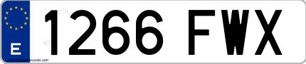 Ejemplo de matrícula española 1266 FWX
