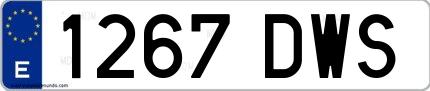 Ejemplo de matrícula española 1267 DWS