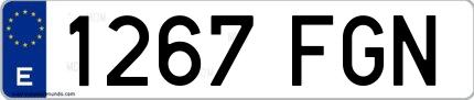 Ejemplo de matrícula española 1267 FGN
