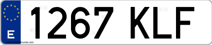 Ejemplo de matrícula de coche ordinaria 1267 KLF