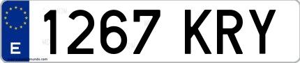 Ejemplo de matrícula española 1267 KRY