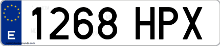 Ejemplo de matrícula de coche ordinaria 1268 HPX