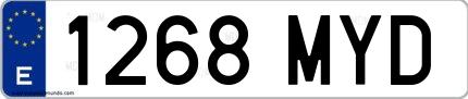 Ejemplo de matrícula española 1268 MYD