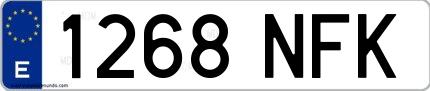 Ejemplo de matrícula española 1268 NFK
