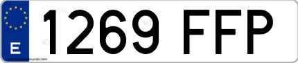 Ejemplo de matrícula de coche ordinaria 1269 FFP
