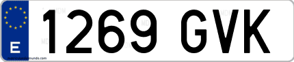 Ejemplo de matrícula de coche ordinaria 1269 GVK