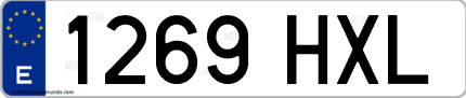 Ejemplo de matrícula de coche ordinaria 1269 HXL
