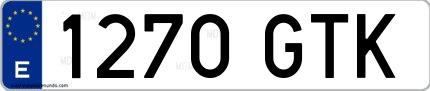 Ejemplo de matrícula española 1270 GTK