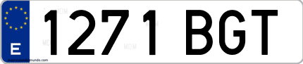 Ejemplo de matrícula de coche ordinaria 1271 BGT