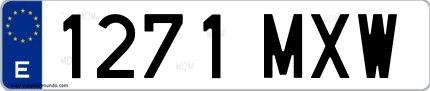Ejemplo de matrícula española 1271 MXW