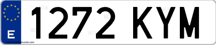 Ejemplo de matrícula de coche ordinaria 1272 KYM