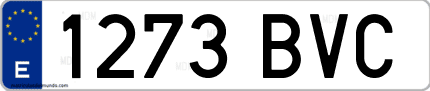 Ejemplo de matrícula de coche ordinaria 1273 BVC