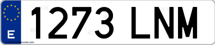 Ejemplo de matrícula de coche ordinaria 1273 LNM