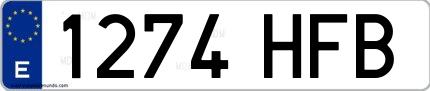 Ejemplo de matrícula española 1274 HFB