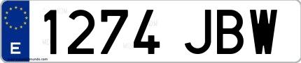 Ejemplo de matrícula española 1274 JBW