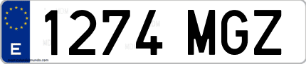 Ejemplo de matrícula de coche ordinaria 1274 MGZ