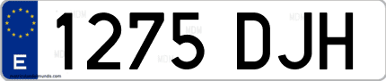 Ejemplo de matrícula de coche ordinaria 1275 DJH