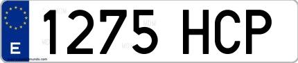 Ejemplo de matrícula española 1275 HCP