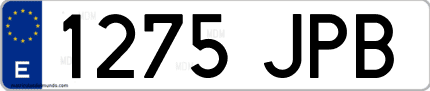 Ejemplo de matrícula de coche ordinaria 1275 JPB