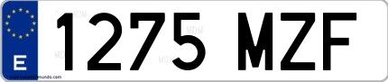 Ejemplo de matrícula española 1275 MZF