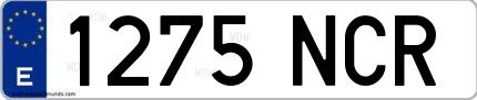 Ejemplo de matrícula española 1275 NCR
