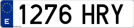 Ejemplo de matrícula de coche ordinaria 1276 HRY