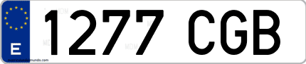 Ejemplo de matrícula de coche ordinaria 1277 CGB