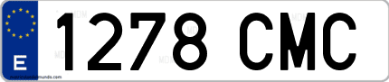 Ejemplo de matrícula de coche ordinaria 1278 CMC