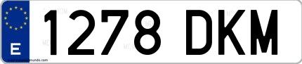 Ejemplo de matrícula española 1278 DKM